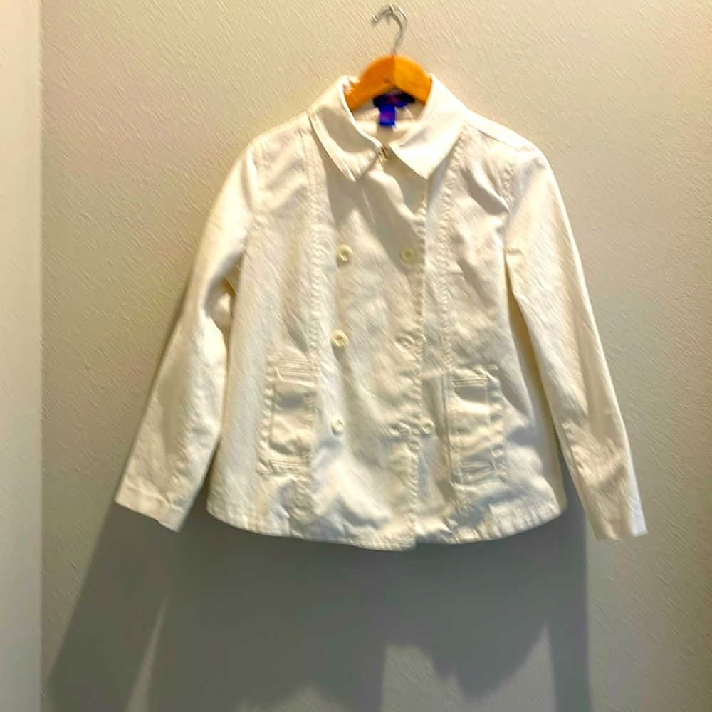 Twiggy London women’s tan 97%cotton,long sleeve denim jacket. Pre-owned.